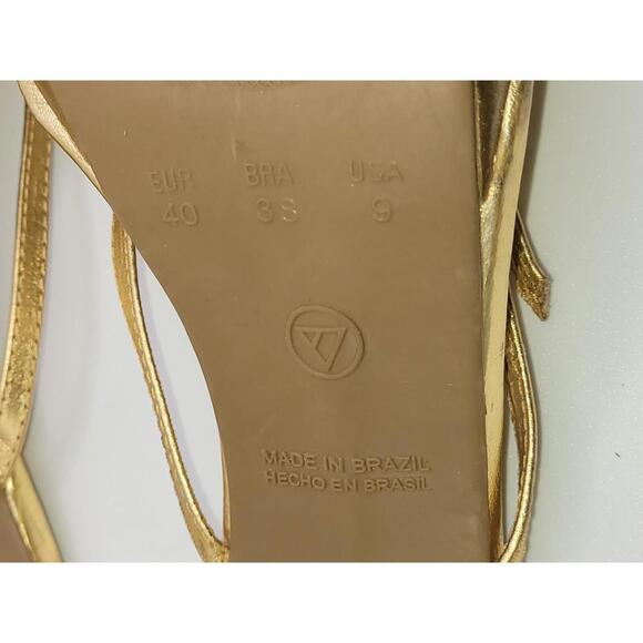 Via Uno Gold Strappy Heels Womens Size 9 - Picture 7 of 7